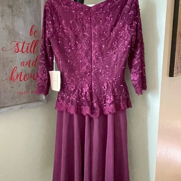 MOB Dress. LanTing Bride. Sold as size 12; fits like an 8/10. Burgundy. - Picture 4 of 7